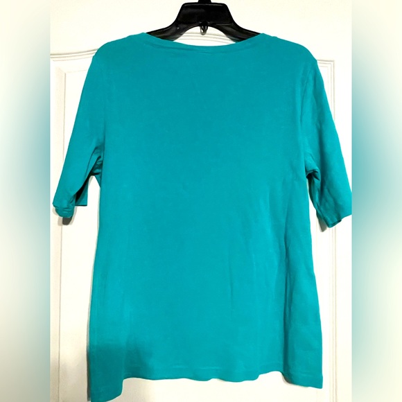 Karen Scott short sleeve teal cotton short - Picture 2 of 3